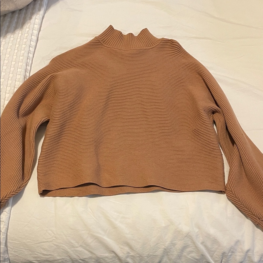 Zara Women's Camel Mock Neck Sweater